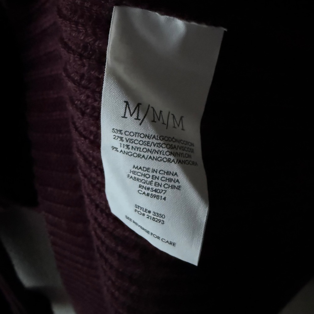 Cabi Fireside Cardigan 3350 Plum Purple Ribbed Knit Draped Shawl Sweater Medium - Picture 4 of 4
